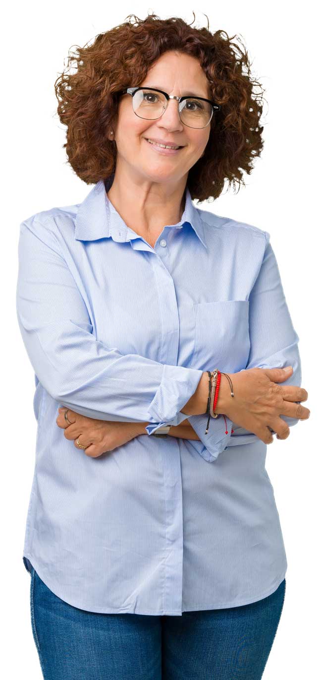 casually dressed professional in her 60's